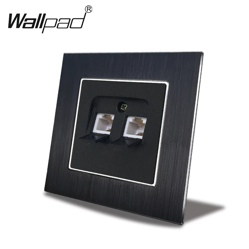 Euro USB Type-C Socket Black Matte Metal Panel Double Triple Electrical Wall SocketS EU Type A+C Outlet with Cap Cover Round Box