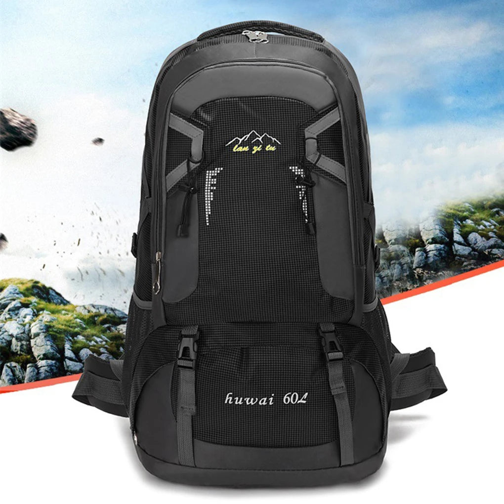60L Backpack Outdoor Large Capacity Waterproof Rucksack Climbing Pack Zippered Portable Lightweight Bag