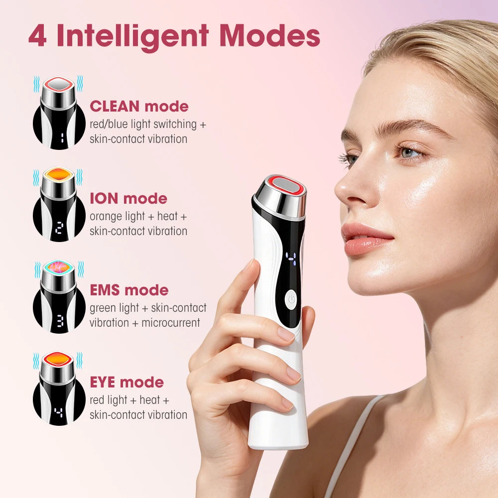 4-in-1 Facial Massager Beauty Device with Microcurrent, LED Light Therapy for Anti Aging Skin Care and Lifting