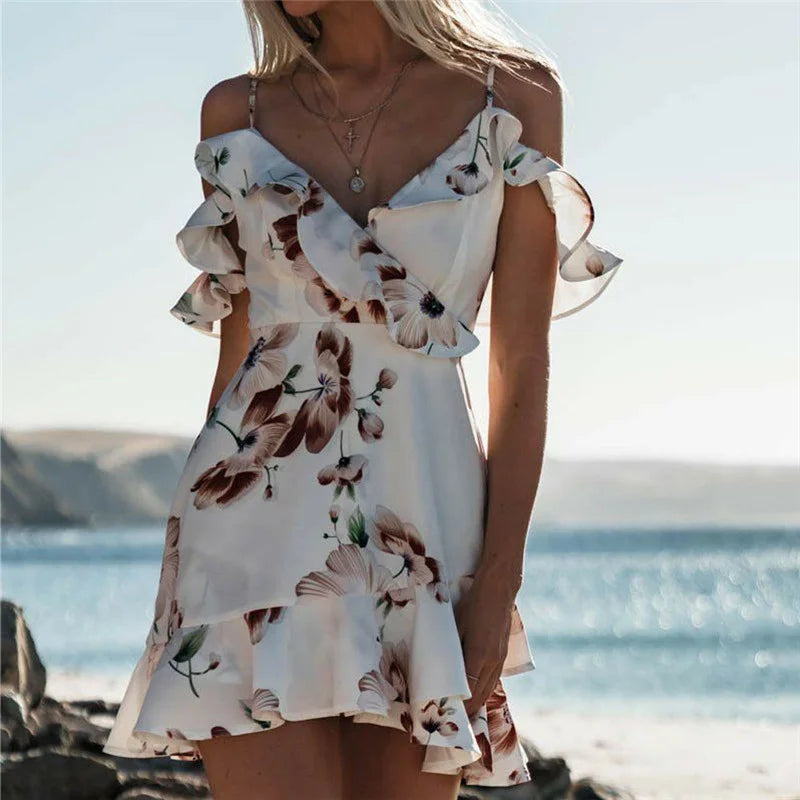 New Women Party Lace Flower Backless Mini Dress Summer Sexy Sling Spaghetti straps Deep V Neck Wedding Club Vestidos