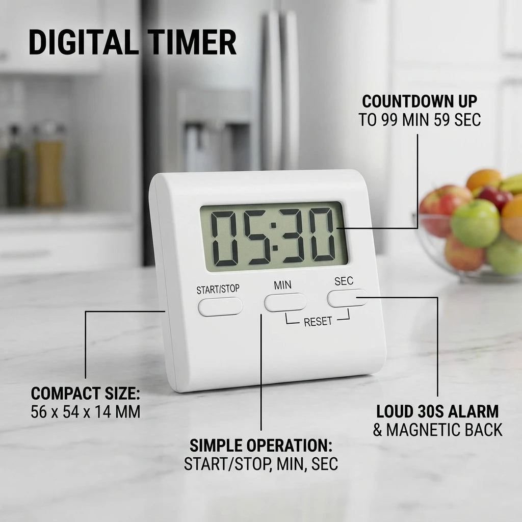 Digital Kitchen Timer Magnetic LCD Manual Countdown Cooking Timer Mechanical Kitchen Gadgets