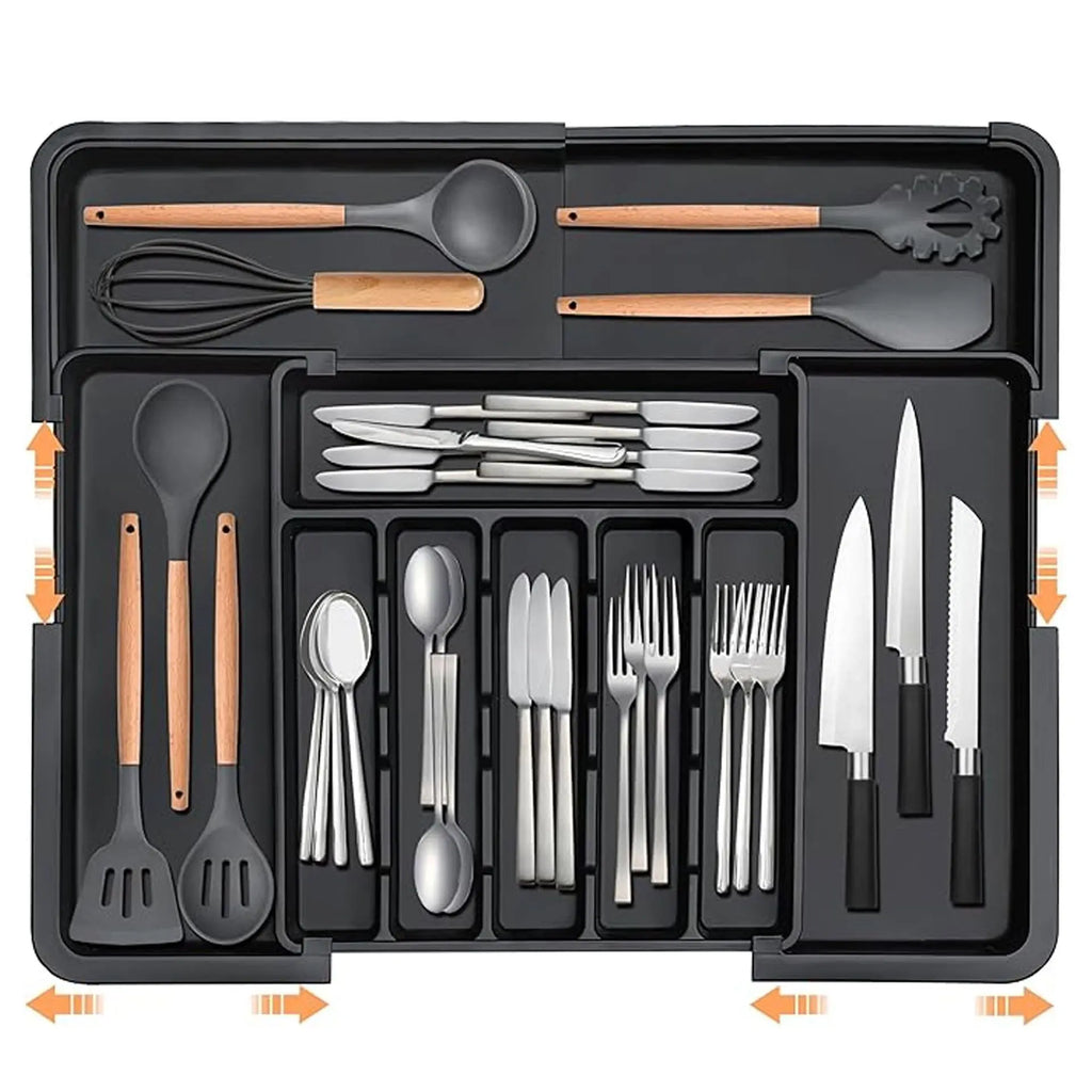 Adjustable Expandable Cutlery Drawer Organizer, Kitchen Utensil Storage Tray