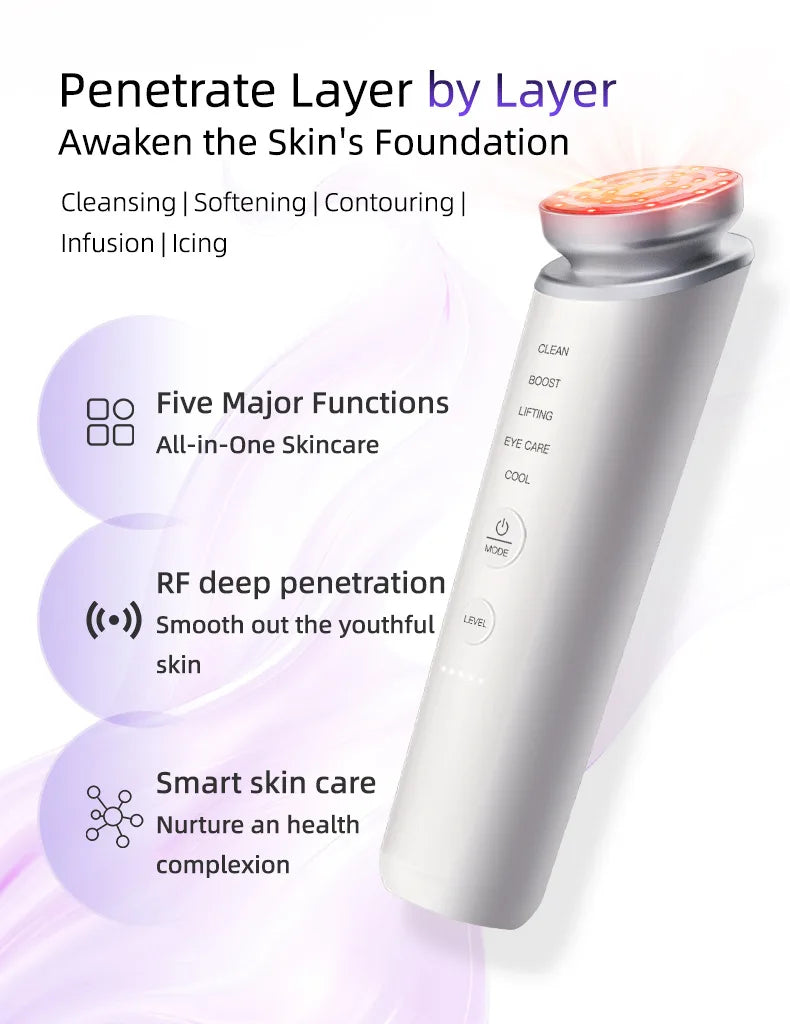 Home Use Collagen Tightening Beauty Instrument 5 Modes EMS Red Light Anti-Aging Eye Care Skin Lift Sensitive Skin Friendly