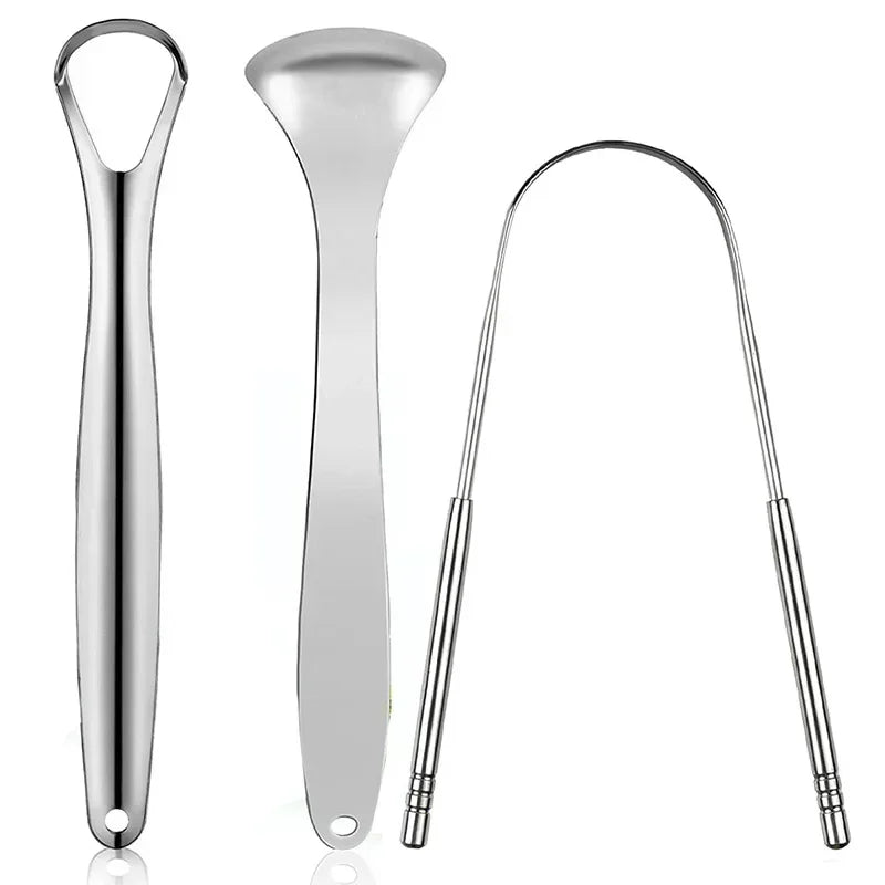 Premium 1pcs/3pcs Metal Tongue Scraper Cleaner for Adults & Kids Portable Stainless Steel Tongue Scrapers Brushes for Removing
