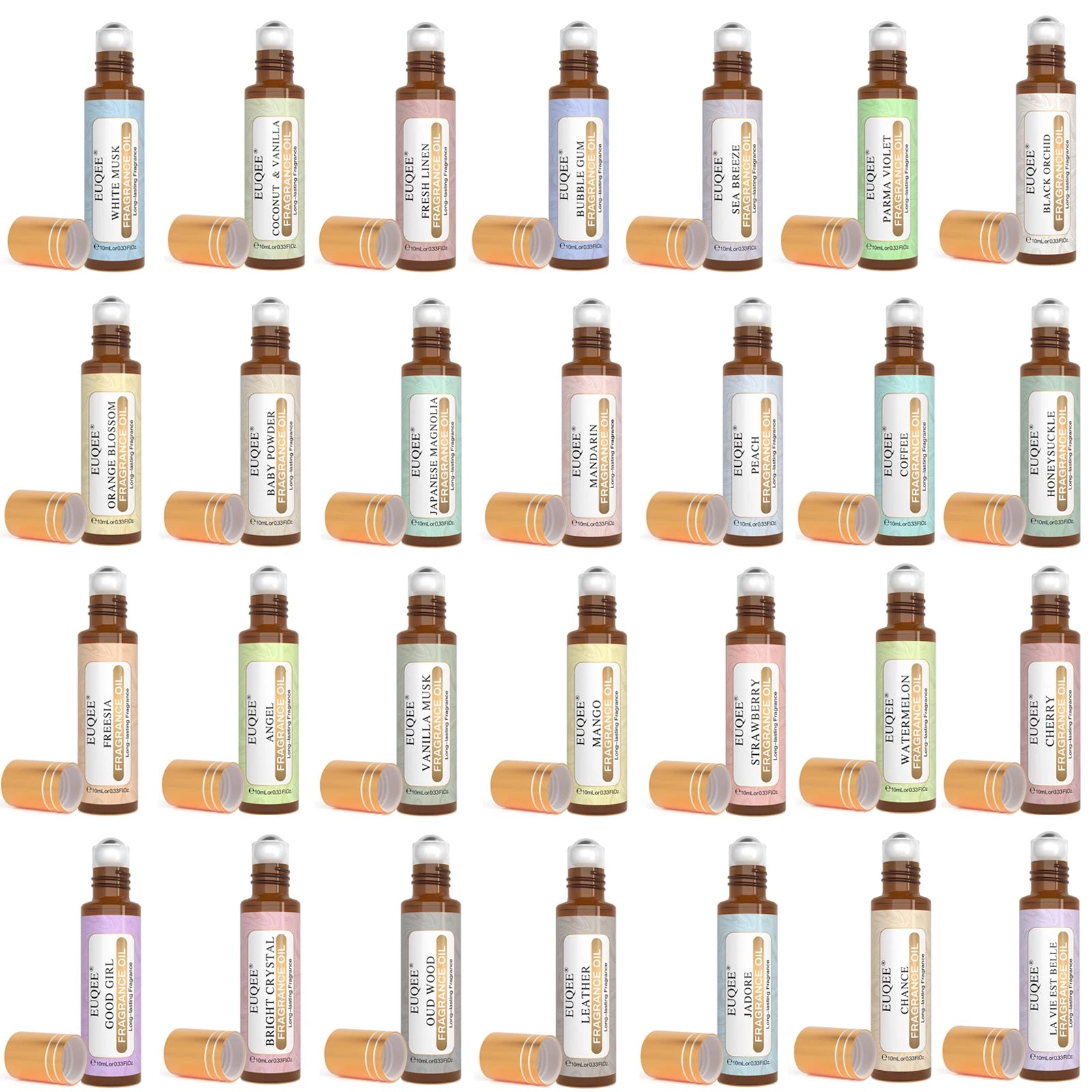 EUQEE 10ml Fragrance Oil Roll-On Long Lasting Scent La Vie Est Belle CHANCE Jadore Cotton Strawberry Mango for Diffuser Burner