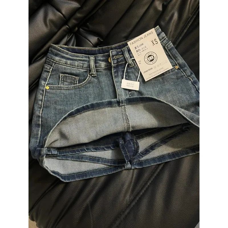 2025 Women's Blue A-line Denim Skirt Y2k Jean Shorts Skirts Harajuku 90s Vintage Mini Cowboy Skirt 2000s Fashion Clothes Summer