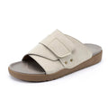 Suede Leather Mens Slippers Casual Sandals Breathable Slides Lightweight Summer Beach Flats Outdoor Walking Shoes Zapatos Hombre