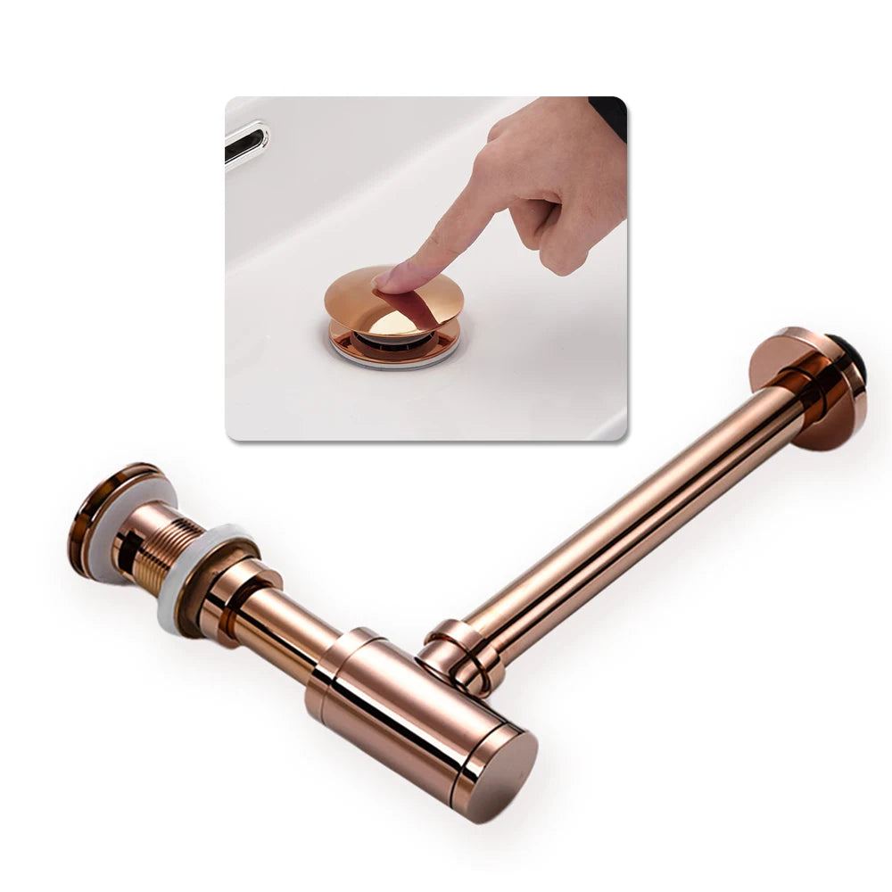Rose Bathroom Siphon Drainer Sink Bottle Trap Modern Pop Up Filter Fixture Waste Stopper Set Washbasin Hose Accessory Renovation
