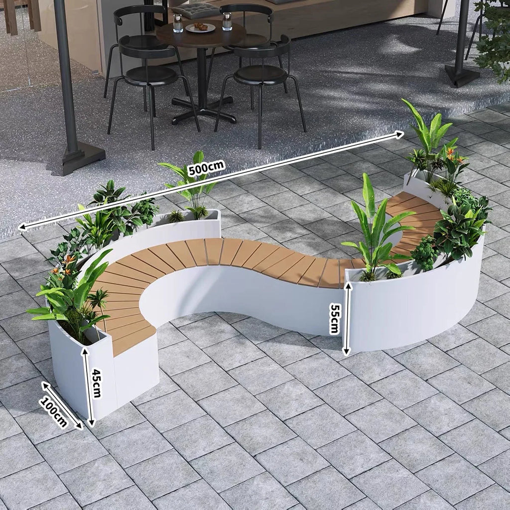 Outdoor Backrest Coffee Bar Stool Commercial Street Flower Box Seat Combination for Milk Tea Shop Leisure Sitting