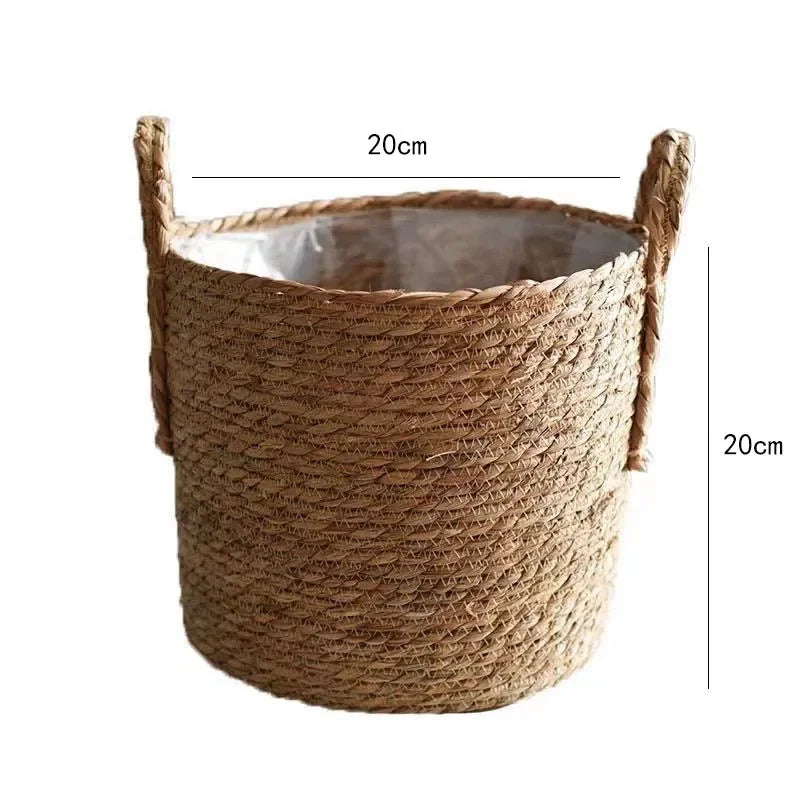 Natural Wicker Planter Basket  Flower Pot Home Garden Rattan Basket Straw Flower Basket 20/25/30CM
