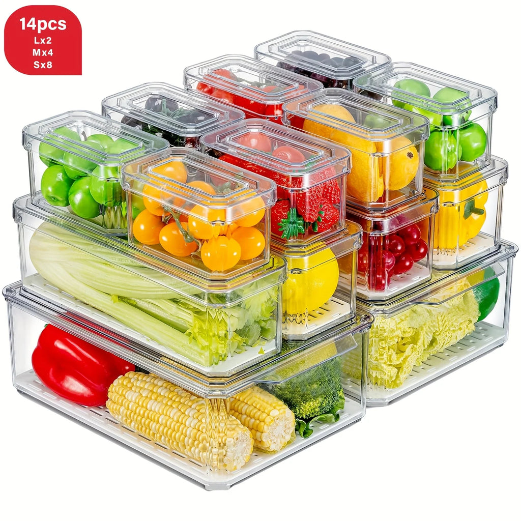 7/14 Piece Refrigerator Organizer,Perfect for Kitchen Food Storage and Organization, Dishwasher Safety