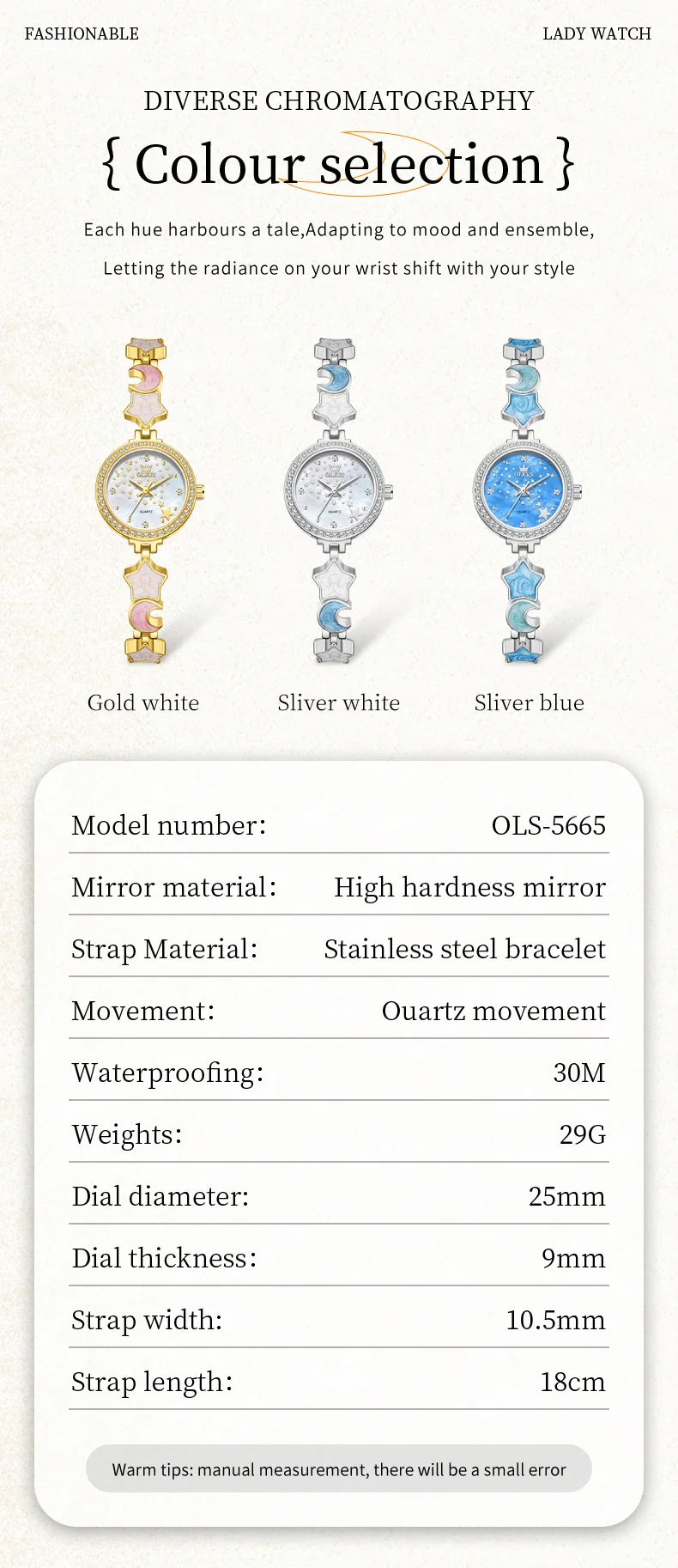 OLEVS Original Quartz Women's Watches Trendy Star Moon Diamond Dial Elegant Ladies Bracelet Wristwatches Luxury Woman Watch 5665