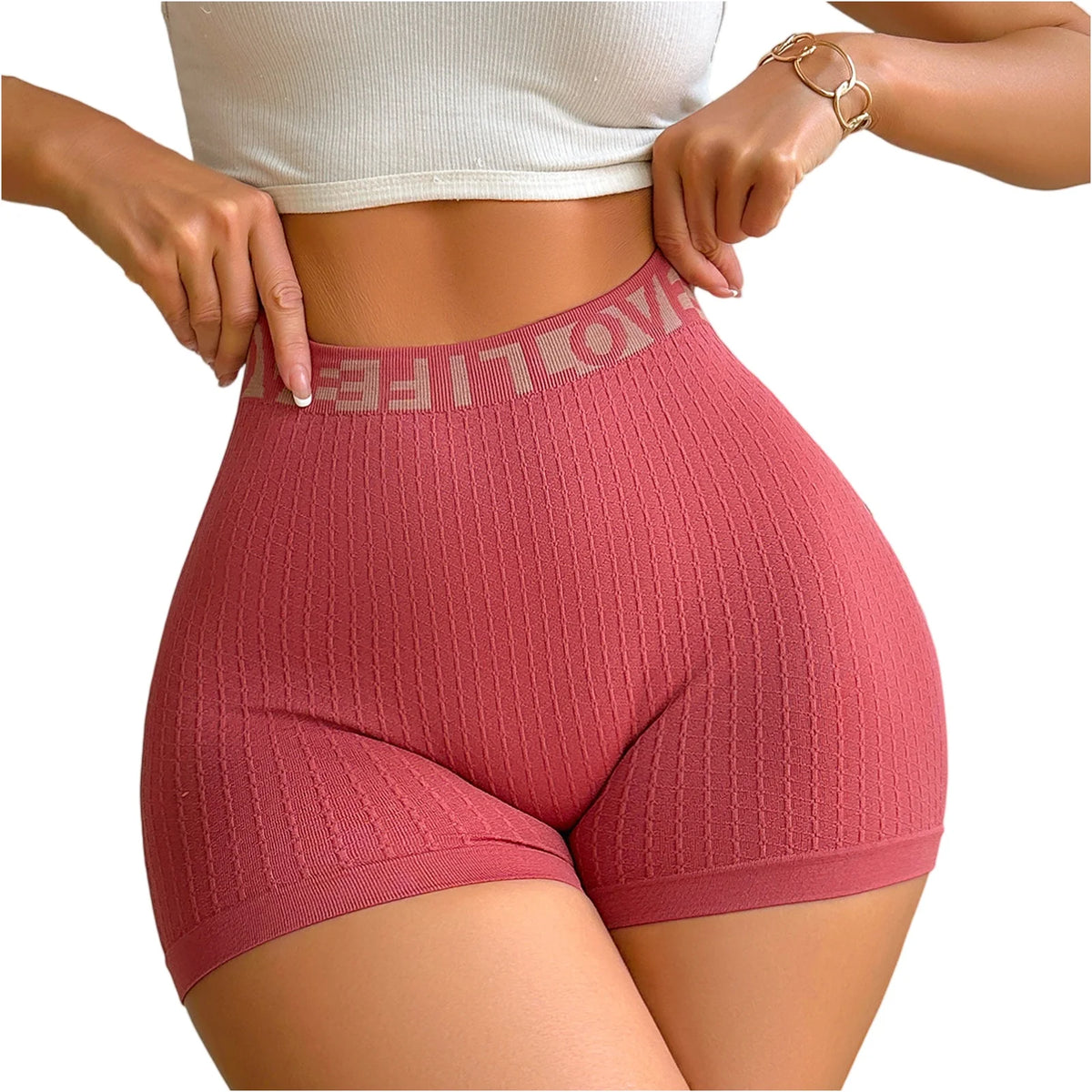 Women's High Waisted Sports Shorts With The Letters LOVE, Fashionable And Casual Women's Underwear, And Shorts