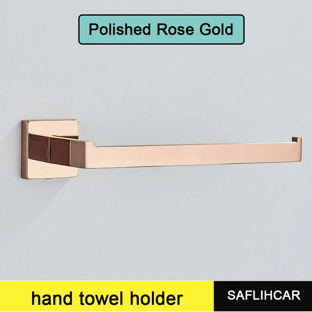 Rose Gold Bathroom Accessories Set Hardware Paper Holder Towel Bar Rack Rail Rod Robe Hook Hanger Wall Mount Brushed Rose Gold