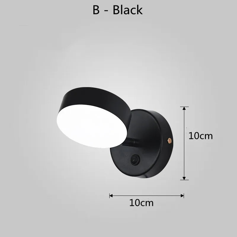 5W Wall Lamp Black/White Modern Aisle Wall Light Adjustable For Bedside Bedroom Lights Corridor sconce AC110-240VGU10 LED Switch