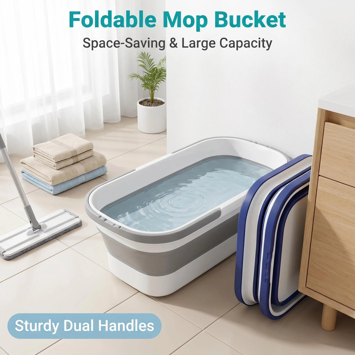 Foldable Mop Bucket Does Not Take Up Space, Water Storage Bucket, Mopping Bucket, Rectangular Large-Capacity Bucket, Thickened W