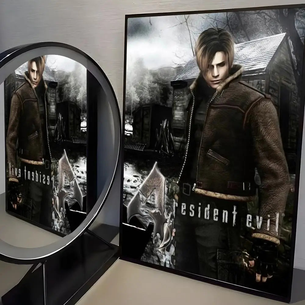 R-Resident Evil Game Poster Home Living Bed Room Bar Hallway Sticky Wall Art Printing Aesthetic Decor