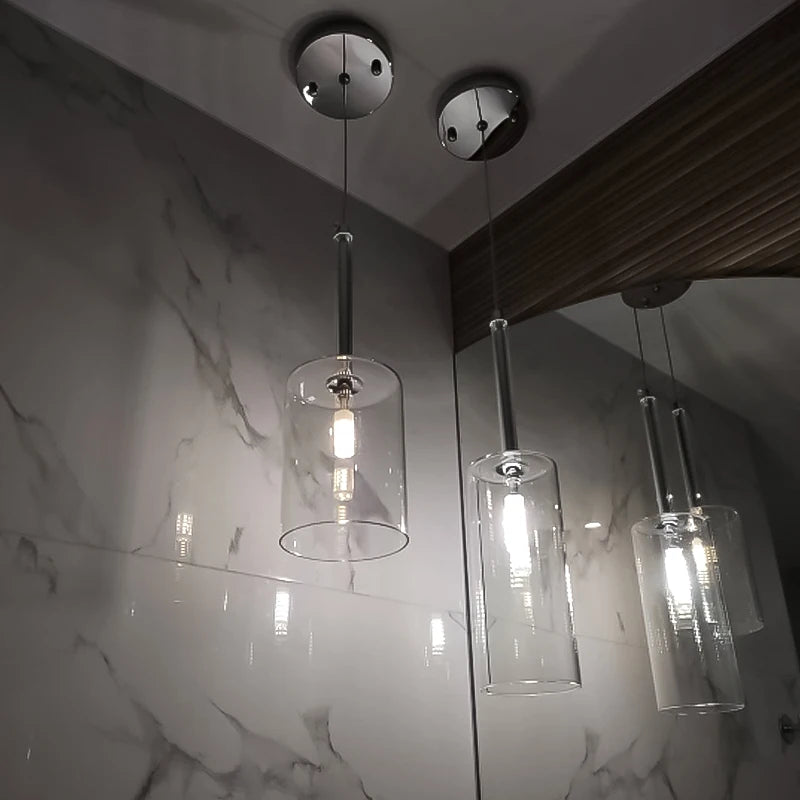 Modern Glass Pendant Lights - Minimalist Hanging Lamps for Dining Room, Bar, Bedroom & Bathroom Ceiling Lighting