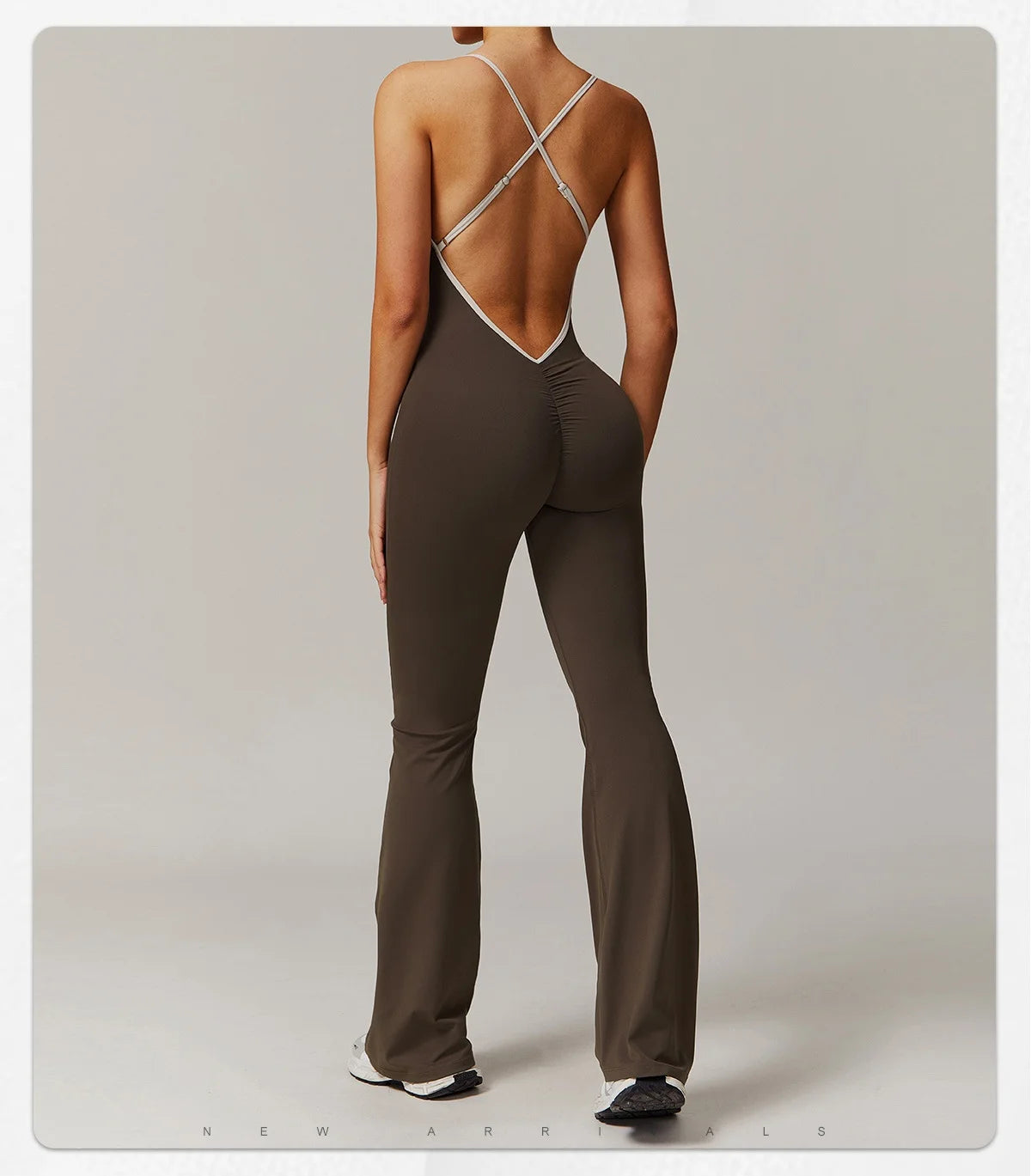DLT3013 Back Adjustable Shoulder Strap Cross Slim Wide-Leg Yoga Dance Jumpsuit With Chest Pad Women Sports Fitness Jumpsuits