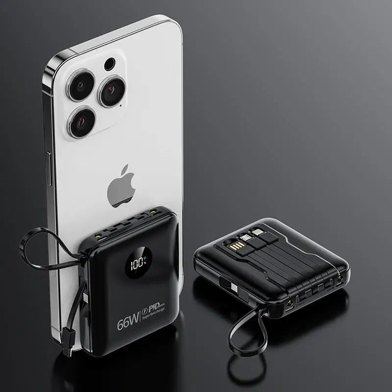 50000mAh PowerBank 66W Super Fast Charging with Cable Large Capacity Compact Portable Mini Shared Four Wire Mobile Power Bank