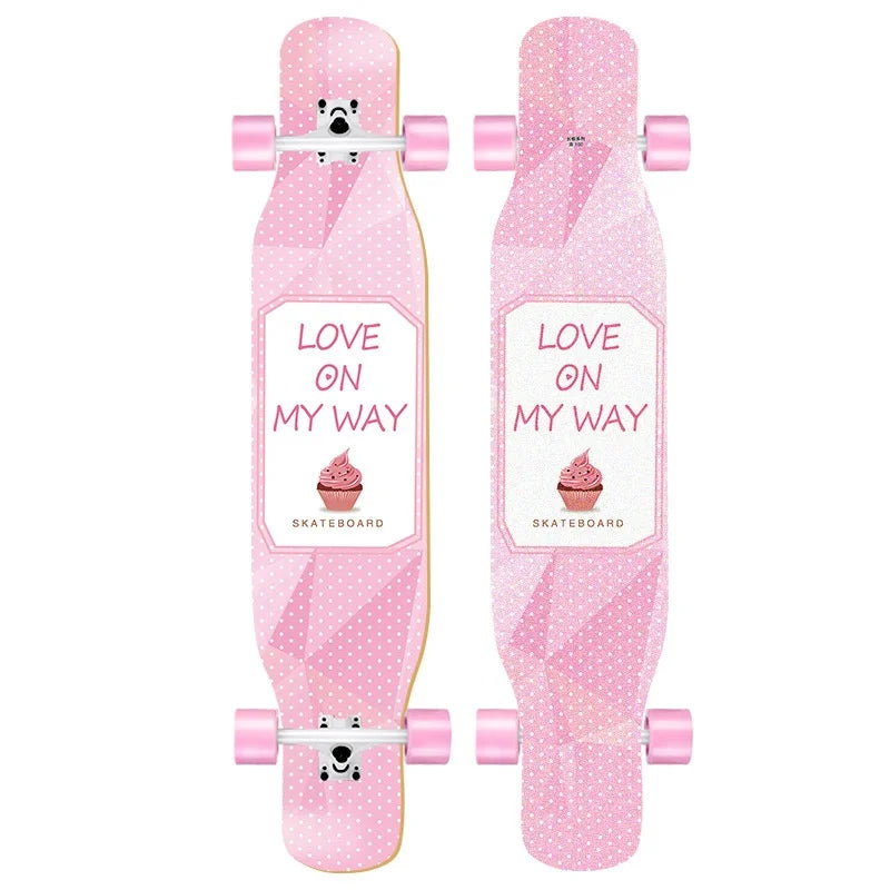 44 Inch Double Kick Dance Longboard 7-Layer Maple Wood Double Sided Graphic Complete Skate Deck All Ages Amateur Professional Ri