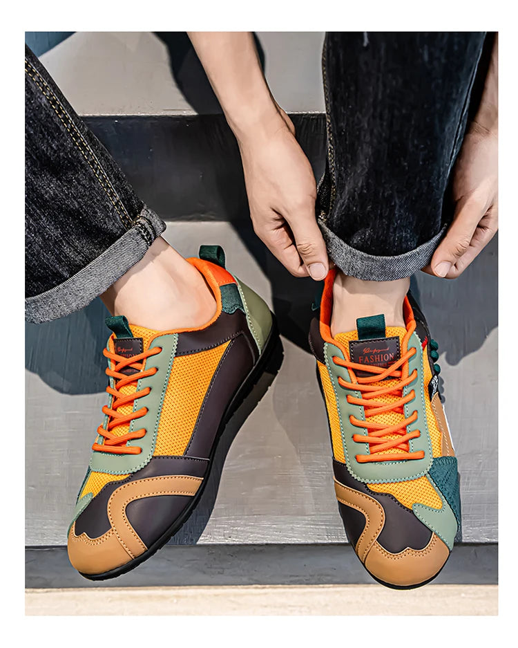 Men's Trendy Black and Gray Color-Blocked Mesh Breathable Casual Sports Shoes, Summer Thin Retro Forrest Gump Shoes, Lightweight Soft-Soled Shock-Absorbing Non-Slip Versatile Wear-Resistant Men's Shoes