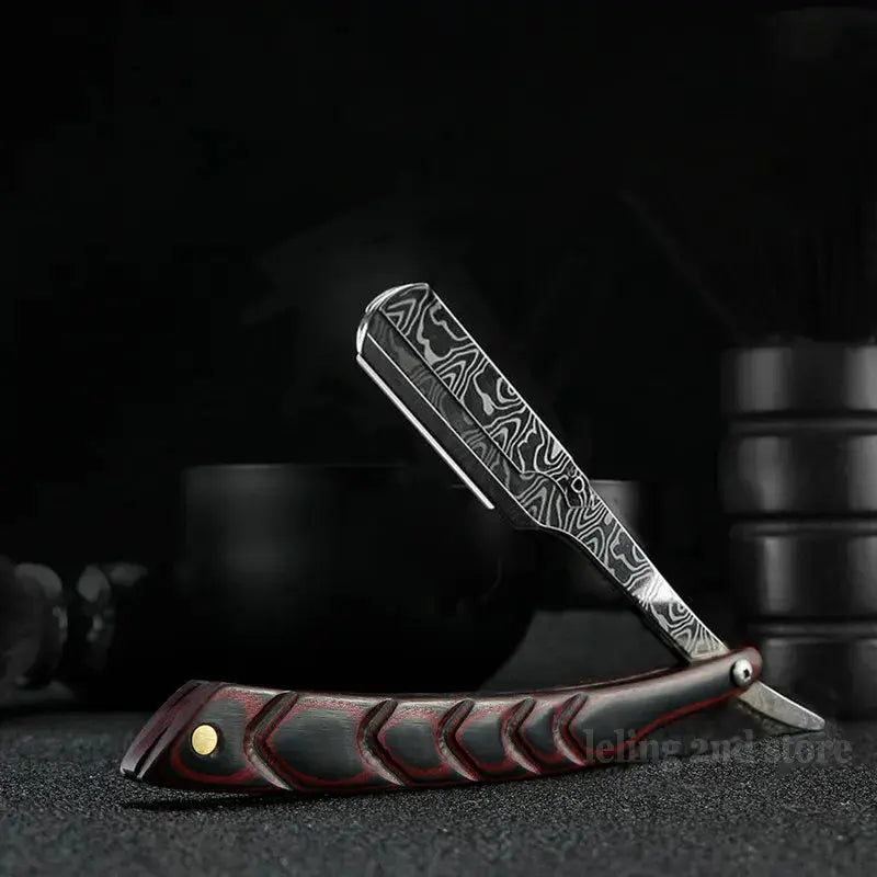 wooden trimmer manual shaver professional straight edge stainless steel sharp barber razor folding shaving blade shave beard cut