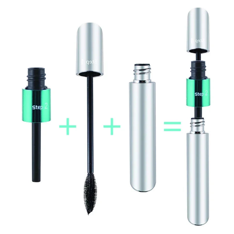 QIC 4D Silk Fiber Lash Mascara 2 in 1 Thrive Mascara Makeup Waterproof Lengthening Thickening Mascara VIBELY 4D
