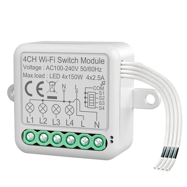 WiFi Smart Switch Module Electrical Switching Breaker 1/2/3/4Gang Lighting Switch Module Mobile for Tuya Smart APP Control Alexa