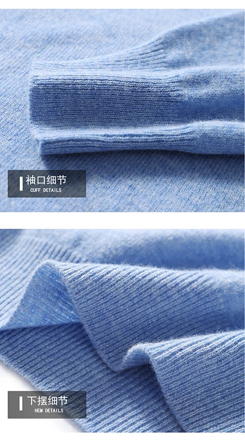 Men Turtleneck Cashmere Pullover 100% Pure Wool Knitwear Sweater Basic Solid Smart Casual Jumper Male Tops Autumn Winter