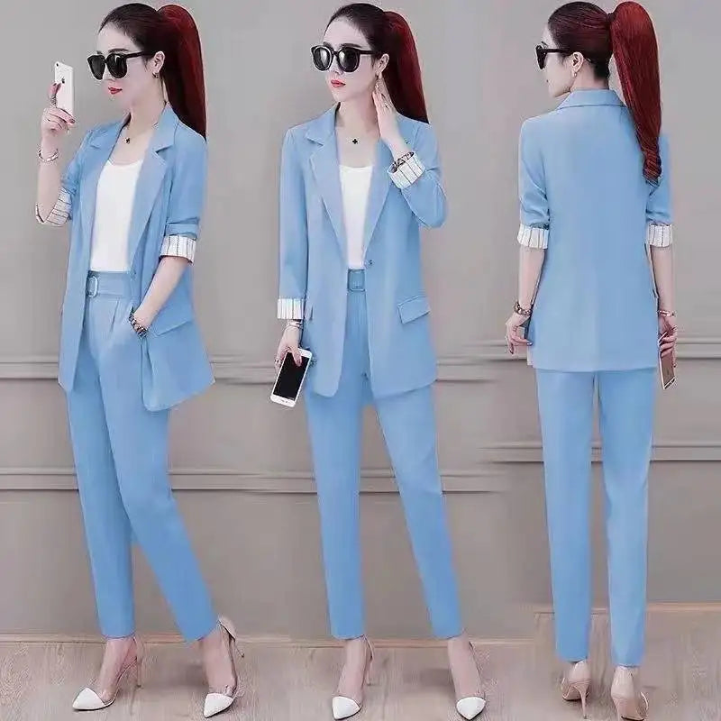 Two Piece Set Pants for Women Professional Trouser Suit Blazer and Womens 2 Pant Sets Top Outfit Wear To Work Office Pink Classy