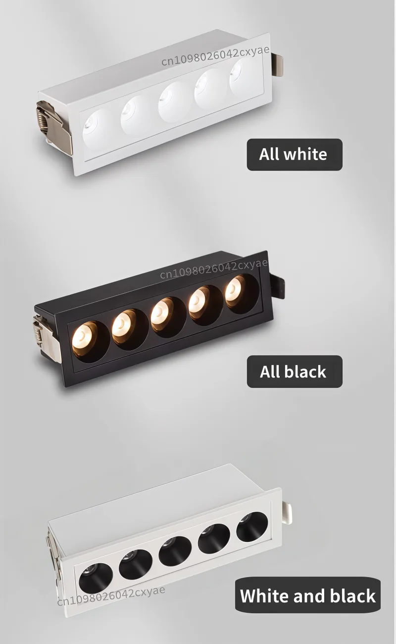 Dimmable Grille Light, COB Ceiling Light, LED Spotlight, Downlight, Anti-Glare Spotlight, AC110-220V, Kitchen Indoor Lighting