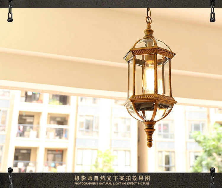Exterior Aisle Pendant Lights Outdoor Corridor Porch Pendant Light Waterproof Hanging Lanterns Glass Shade Farmhouse Front Door