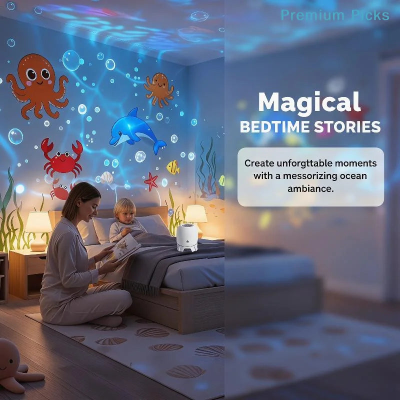portableLED Ocean Projector Light 360° Rotating Dynamic Ambient Lamp USB Powered Portable Night Light for Outdoor Picnic Decor