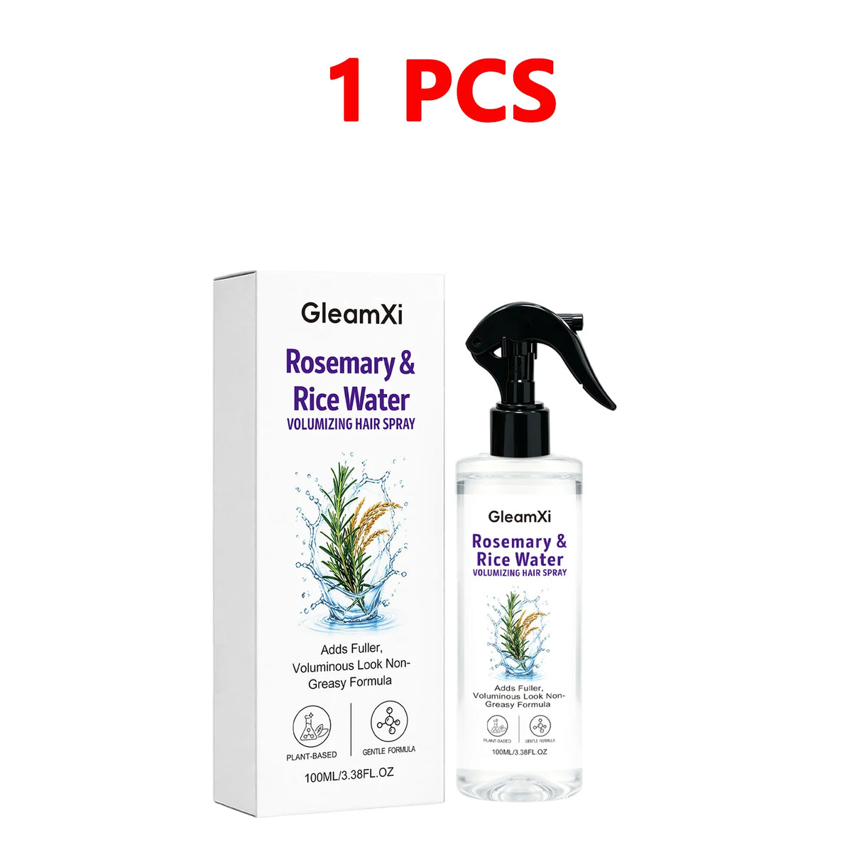 Rosemary Peppermint Rice Water Hair Spray Natural Refreshing Scalp Care Light Non Greasy Formula Soft Smooth Hair Daily Use