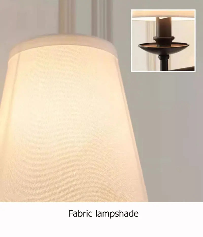American Black Iron Wall Lamp Retro Living Room Bedroom Bedside Hotel European Countryside Study E14 Fabric Wall Light Sconce