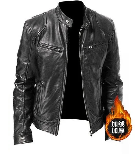 useful European and American Men's Clothing Men's Leather Jacket Male Teen Stand-up Collar Punk Men's Motorcycle Leather Jacket