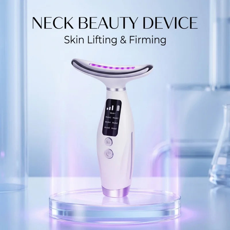 7 Colors LED Photon Therapy Face Neck Massager 3 Adjustable Gears Vibration Anti Wrinkle Skin Tightening Lifting Home Beauty Dev