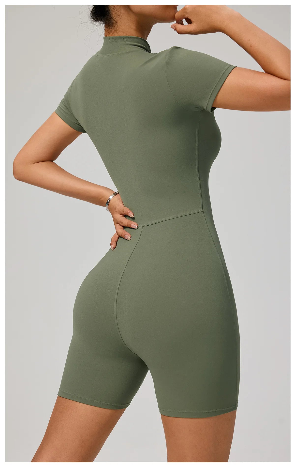 SOISOU Zipper Jumpsuit Women Short Sleeves Clothing Sportswear Woman Gym Yoga Sport Sets Nylon Workout Sets Women Tracksuit