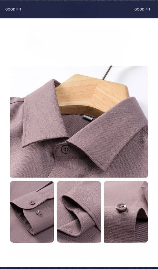 New in Shirt High Quality Solid Color Wool Long Sleeve Shirts for Men Slim Fit Formal Shirt Soft White Business Casual Clothes