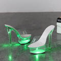 Sexy Crystal Heel Slippers Transparent High Heels Nightclub Performance Show Shoes PU Material Waterproof Platform Rubber Sole