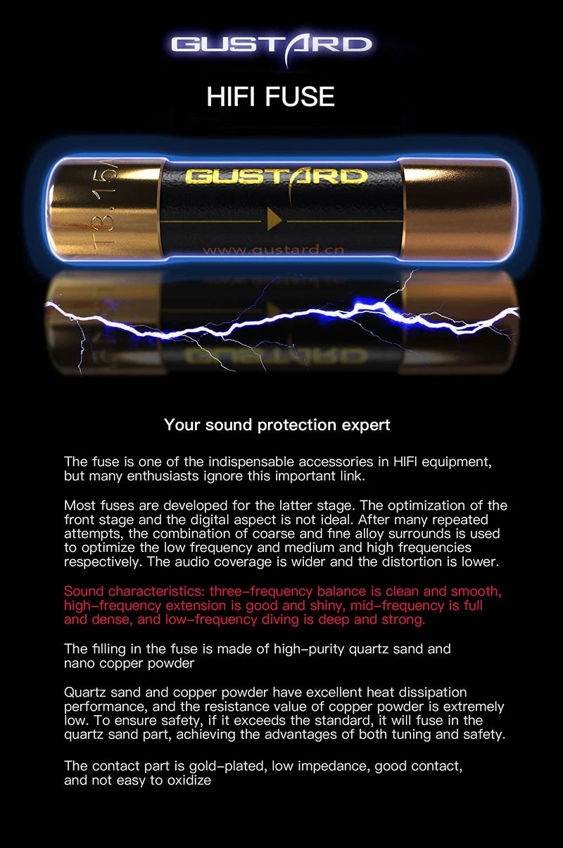 GUSTARD HIFI DAC Fuse Nano alloy High-end Fuse for U16 C16 X16 X18 P26 X22 A22 X26pro H20