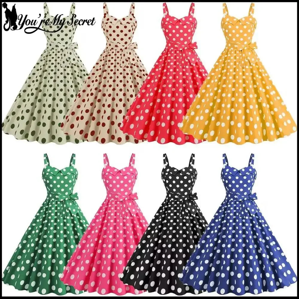 Vintage Classical Polka Dot Printed Dress Women's Sexy Sling Strap Wrap Chest Dress Valentine's Day Streetwear Spring Summer