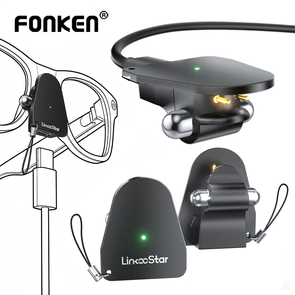 Charging Adapter for Ray-Ban Meta Glasses Gen 1&2 USB C Port P Charger Connector for Wayfarer,Headliner,Skyler&Oakley