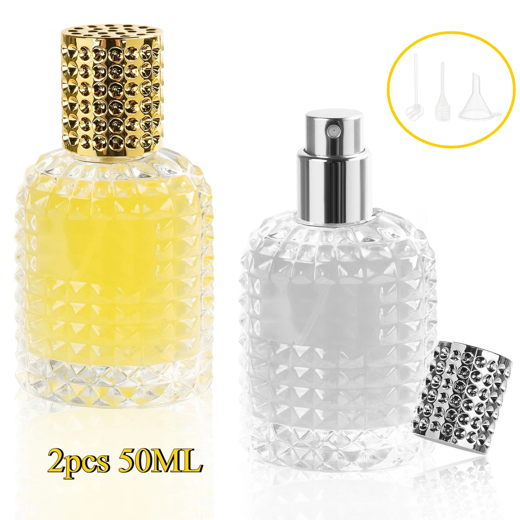 2pcs Perfume Bottle Spray Empty Perfume Atomizer Refillable with 3 Accessories Leak-proof Fine Mist Travel Bottle(30ml/50ml)