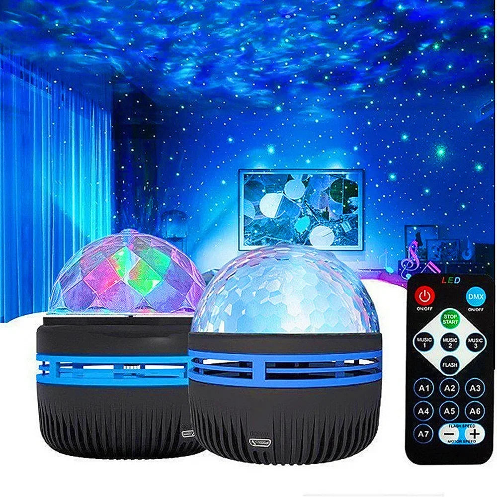 LED Water Ripple Projector Light Atmosphere Rotating Projection Lamp with Remote Control 7 Color for Home Christmas Halloween
