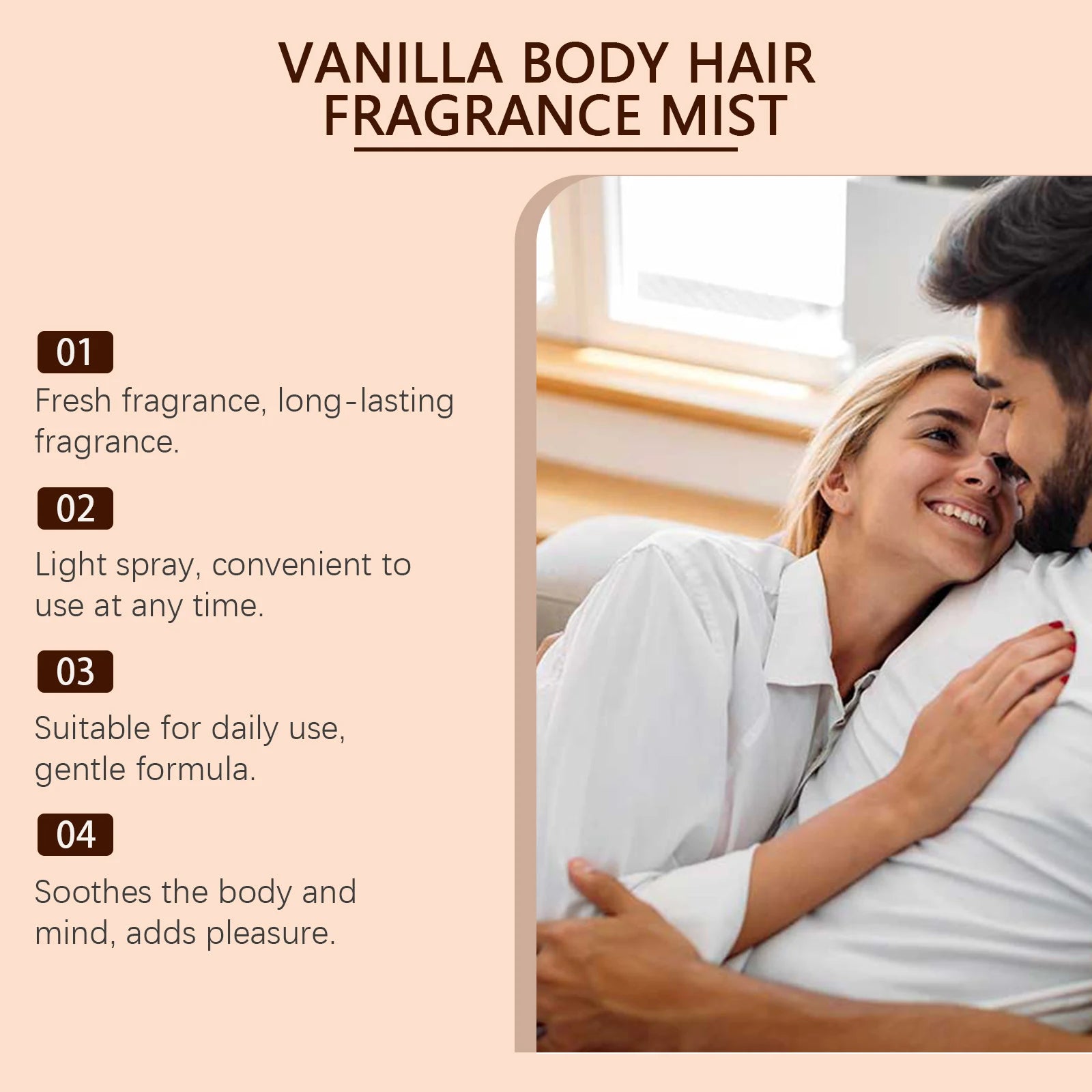 Vanilla Scented Body Fragrance Spray, Naturally Fresh Light Scent, Long-Lasting Daily Body and Hair Perfume Spray