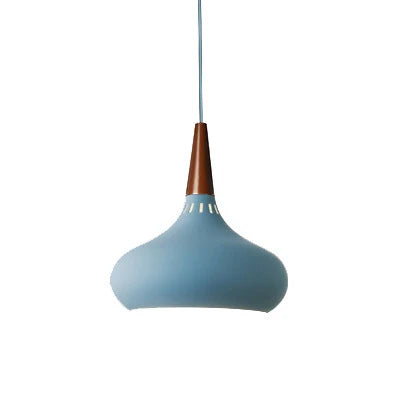 GEW Nordic Modern Funnel Pendant Light Wood Aluminum E27 Multi Color Hanging Lamp for Dining Kitchen Island Bedside
