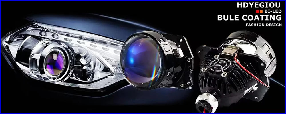 90W 2 PCS 3.0 Inch Blue Bi LED Projector Lens Universal Headlight Retrofit For H1 H4 H7 H11 Auto Light Headlamp Car Accessory