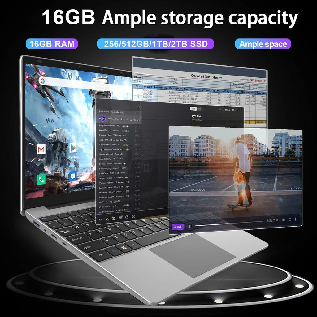 Portable 14.1 Inch High Speed Gaming Notebook i9-10980HK, 16GB DDR4 RAM 2TB SSD Lightweight Office Laptop Computer